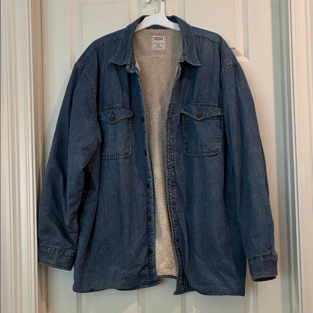 Levi's Blue Denim‎ Shirt Jacket with Sherpa Lining